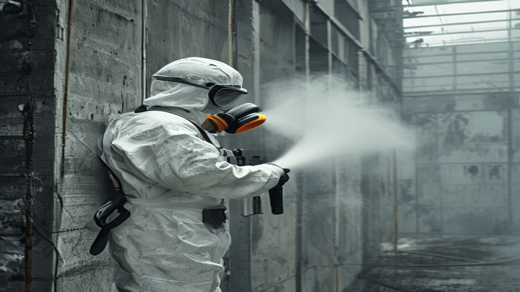 Polyurea blast-mitigation coating sprayed on a reinforced concrete blast wall