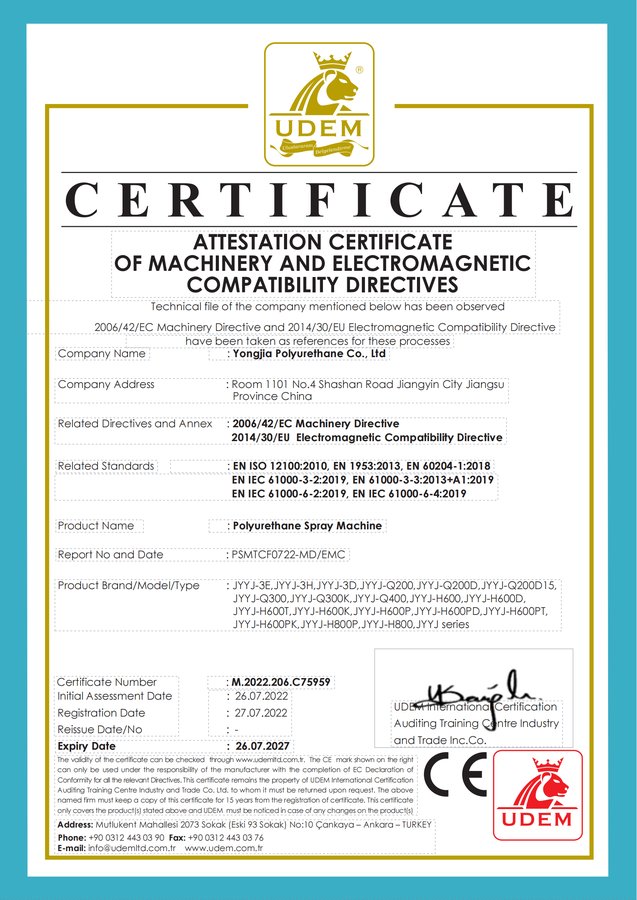 CE · Machinery & EMC — Spray Machine